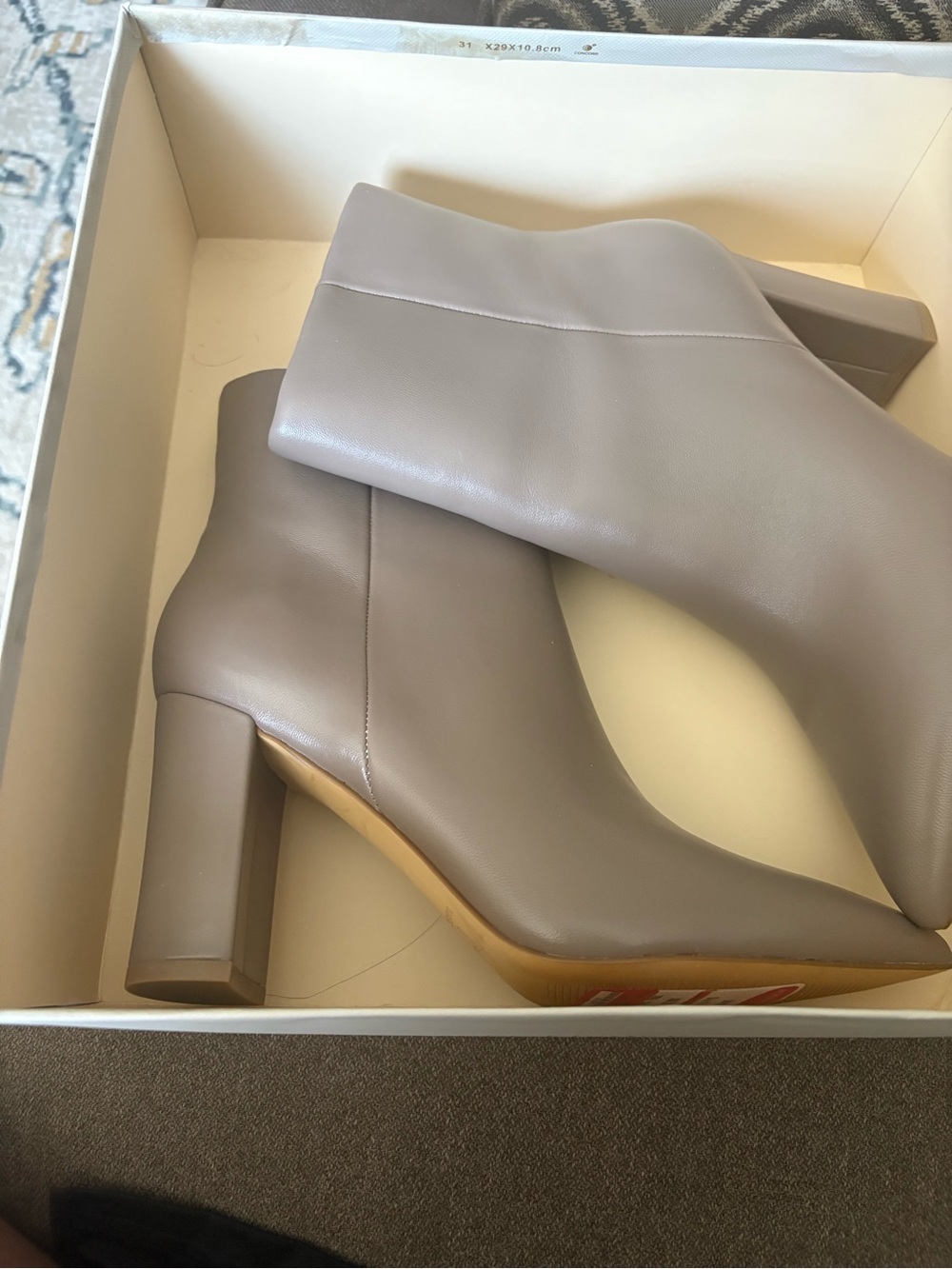 Nordstrom Taupe Leather Block Heel Ankle Boots